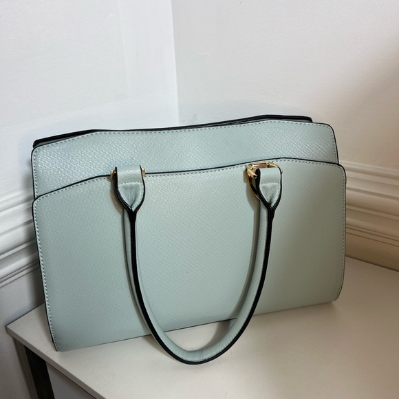 Large satchel bag shoulder bag light blue with light light green shade - Picture 3 of 14